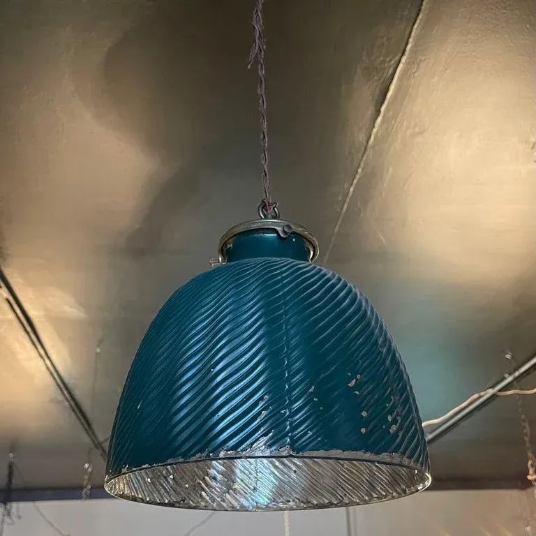 1920s Industrial Green X-Ray Mercury Glass Pendant Light - 5