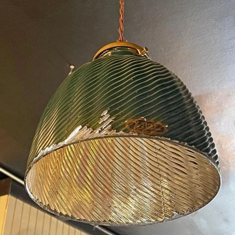 1920s Industrial Green X-Ray Mercury Glass Pendant Light - 6