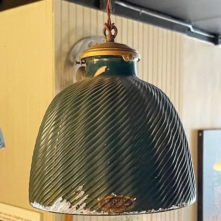 1920s Industrial Green X-Ray Mercury Glass Pendant Light - 7
