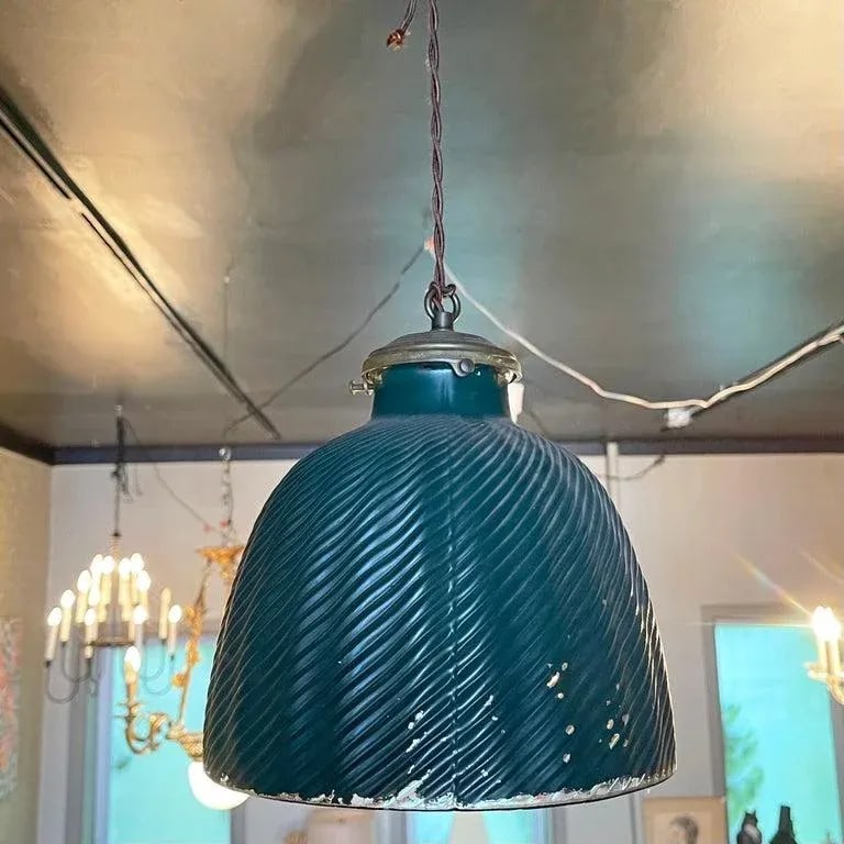1920s Industrial Green X-Ray Mercury Glass Pendant Light - 9