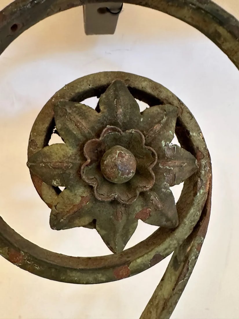 Antique Wrought Iron Wall Sconces -A Pair - 5
