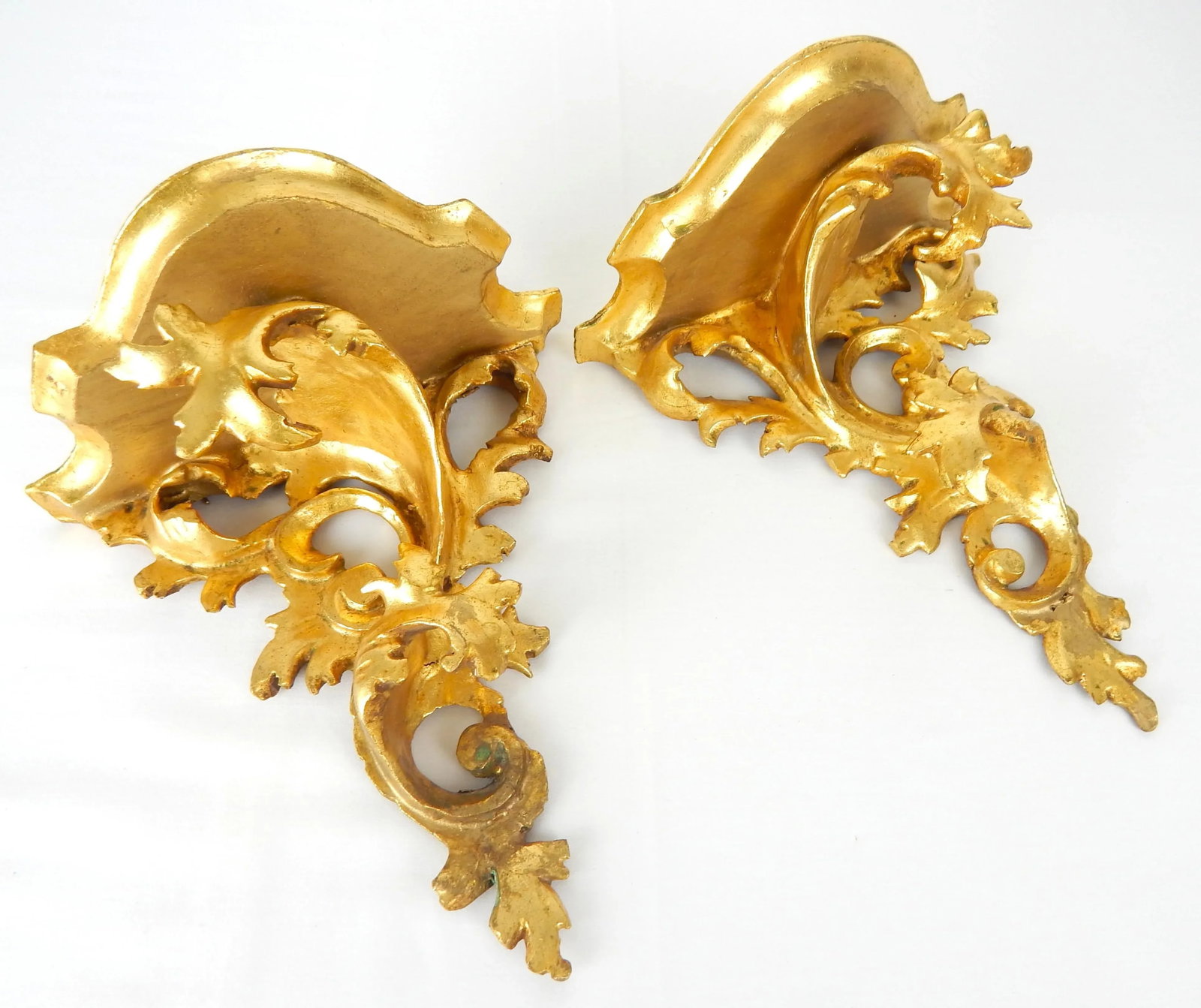 Mid 20th Century Florentine Giltwood Rococo Brackets- a Pair - 6