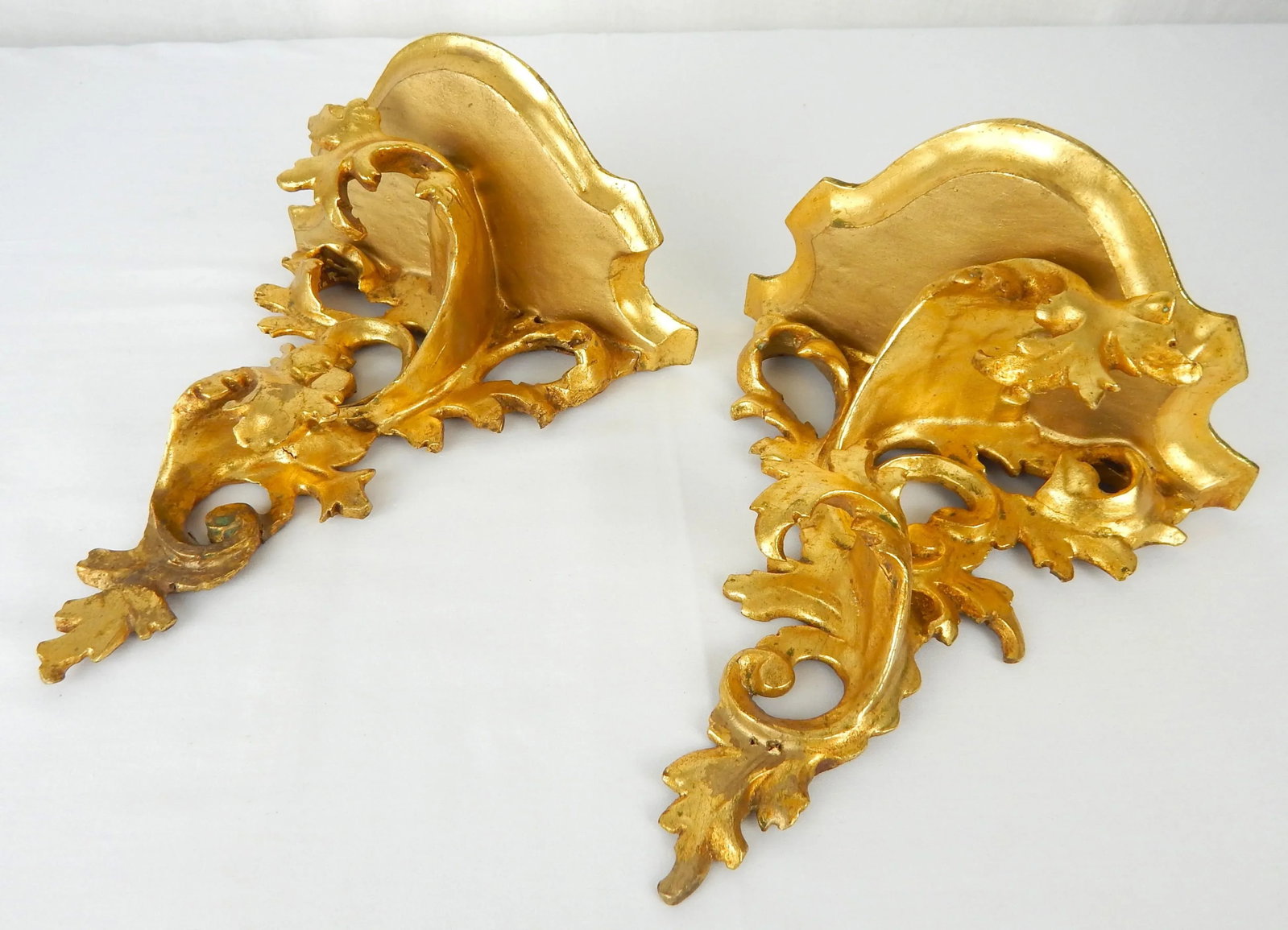Mid 20th Century Florentine Giltwood Rococo Brackets- a Pair - 7
