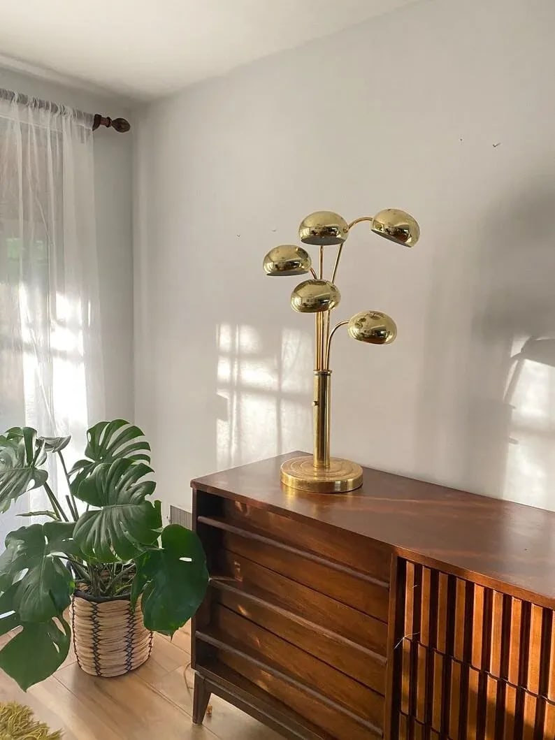 Mid Century Modern Brass Tiered Eyeball Lamp - 2