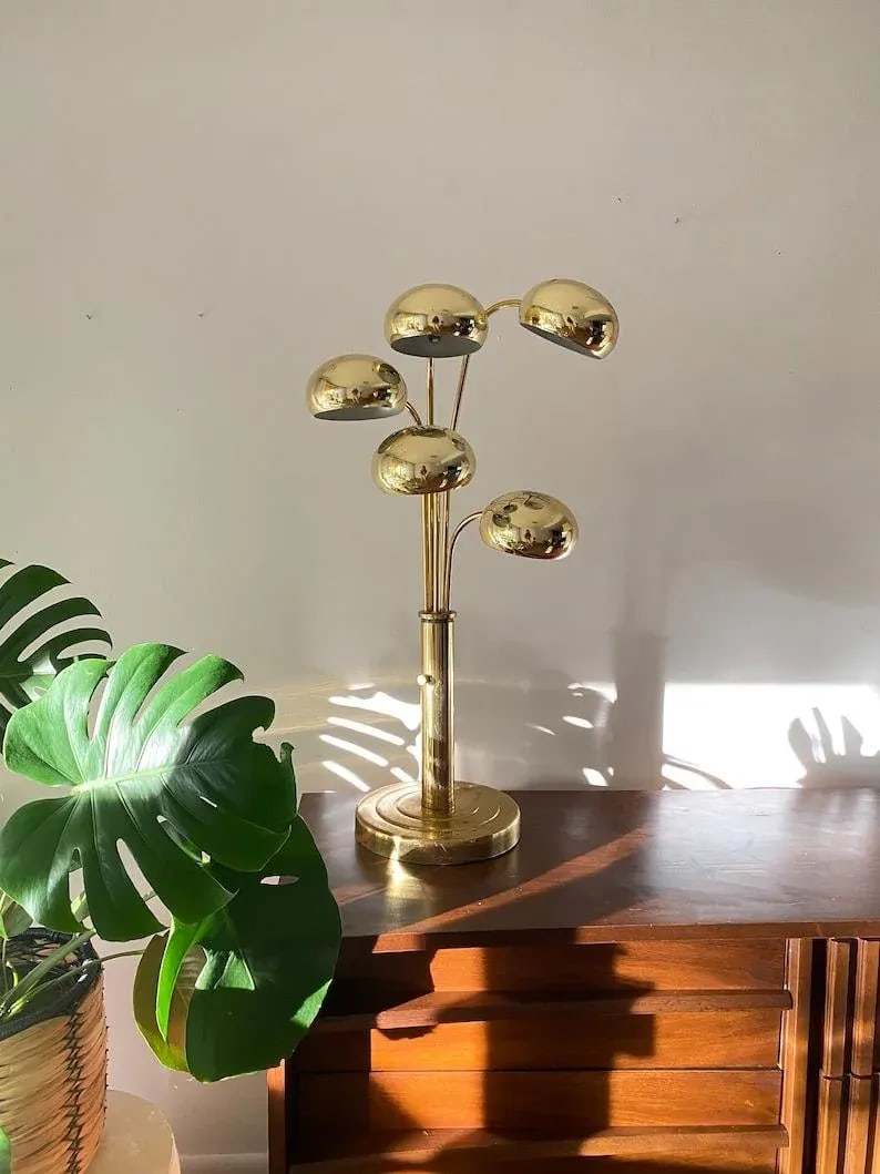 Mid Century Modern Brass Tiered Eyeball Lamp - 8