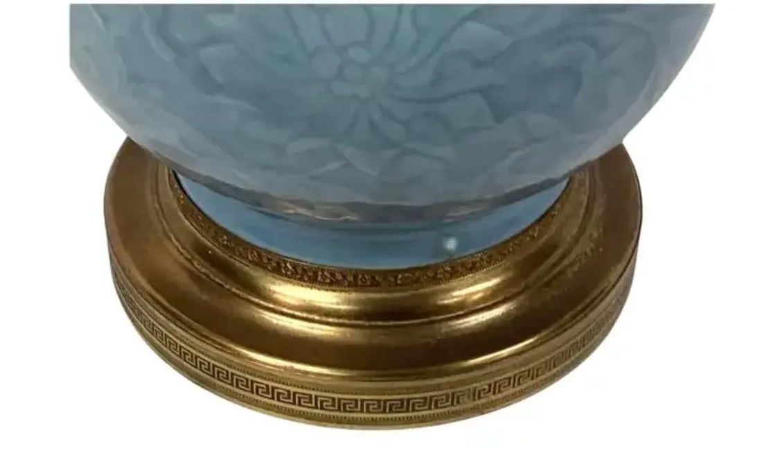 Chinese Gilt Brass Mounted Celadon Porcelain Lamp - 8