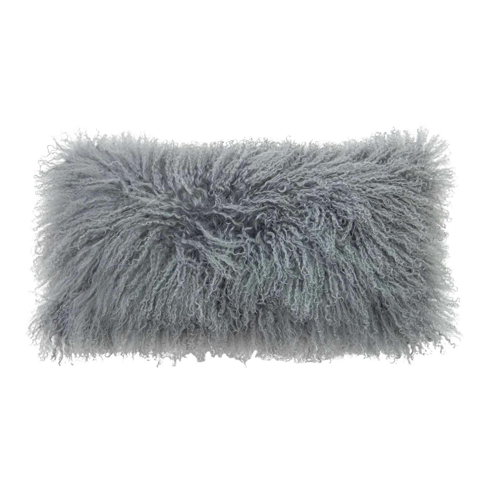 Modern Mongolian Lamb Fur Single Side Pillow in Silver Gray Color: Enhance your home decor with the Modern Mongolian Lamb Fur Single Side Pillow. Designed with meticulous care and crafted from luxurious materials, this hand-made 12" x 24" pillow features a sleek,