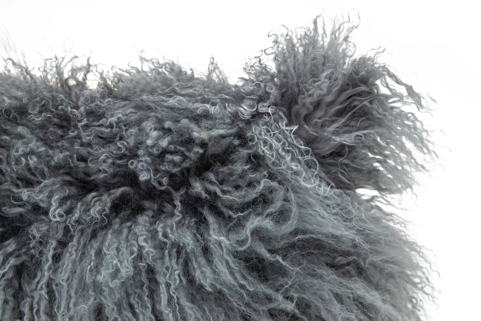 Modern Mongolian Lamb Fur Single Side Pillow in Silver Gray Color - 2