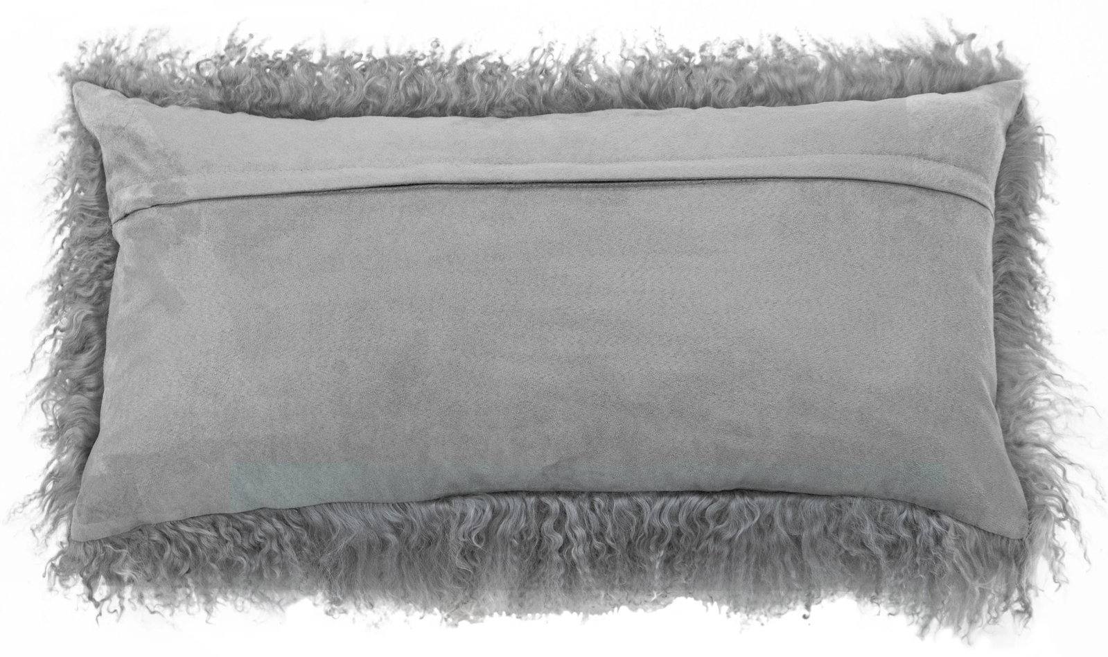 Modern Mongolian Lamb Fur Single Side Pillow in Silver Gray Color - 3