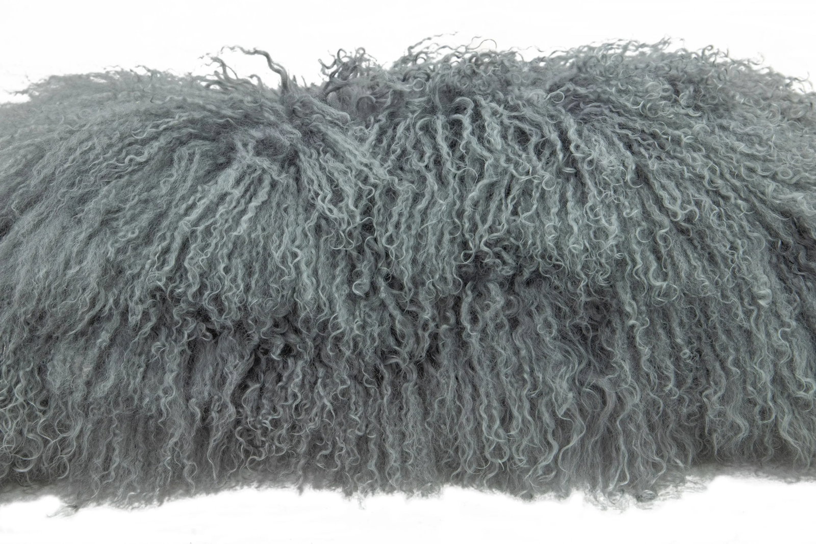 Modern Mongolian Lamb Fur Single Side Pillow in Silver Gray Color - 5