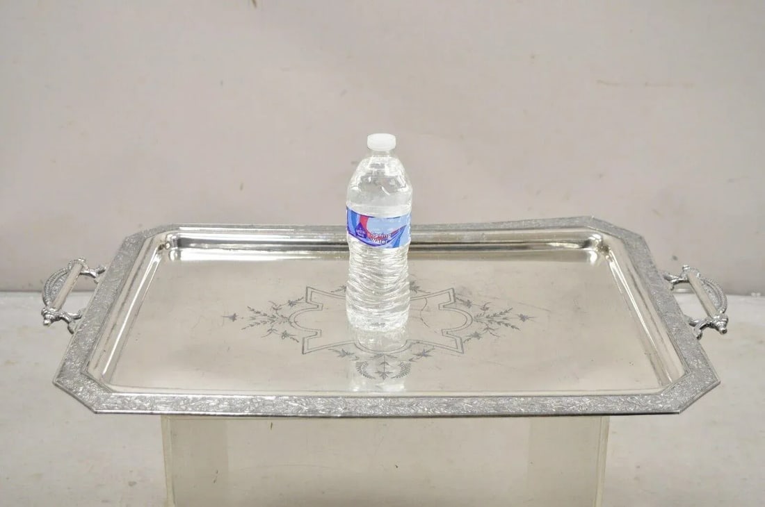 Antique Wilcox Victorian Aesthetic Movement Silver Plated Serving Platter Tray - 2