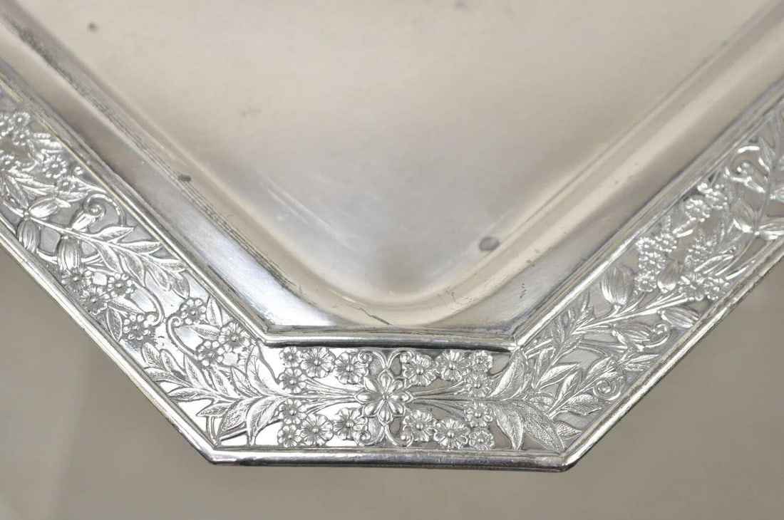 Antique Wilcox Victorian Aesthetic Movement Silver Plated Serving Platter Tray - 7