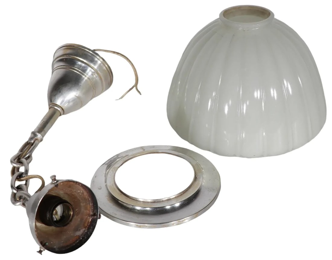 Turn of the Century Industrial Art Deco Hanging Fixture C. 1910/1930's - 7