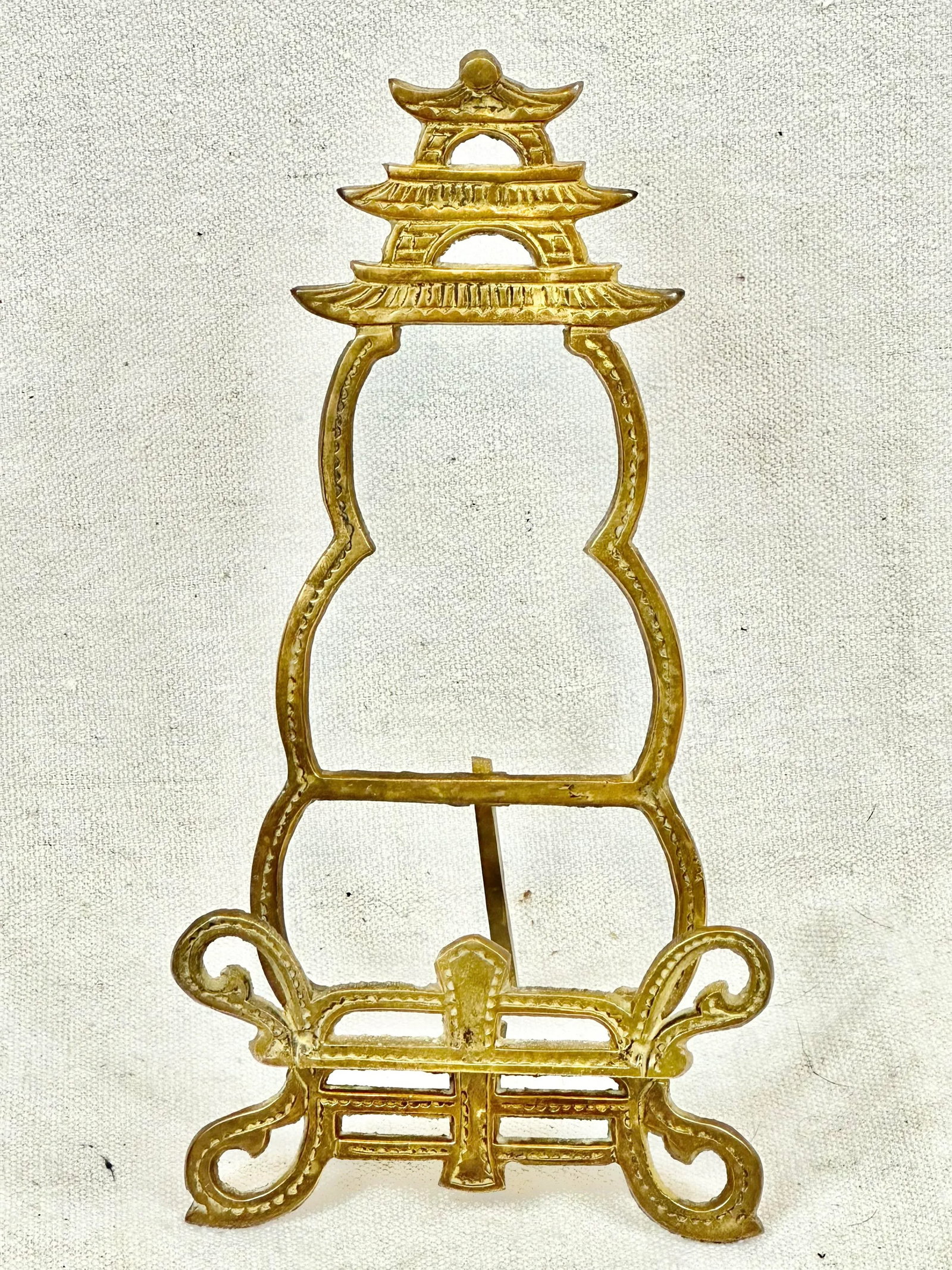 Vintage Brass Pagoda Shaped Tabletop Easel - 2