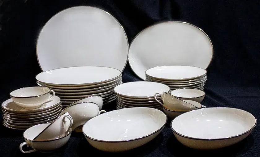 Franciscan China Masterpiece Pattern White Platinum Trim - 44 Pcs - 2