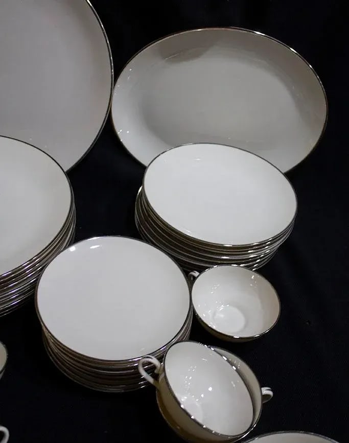 Franciscan China Masterpiece Pattern White Platinum Trim - 44 Pcs - 5