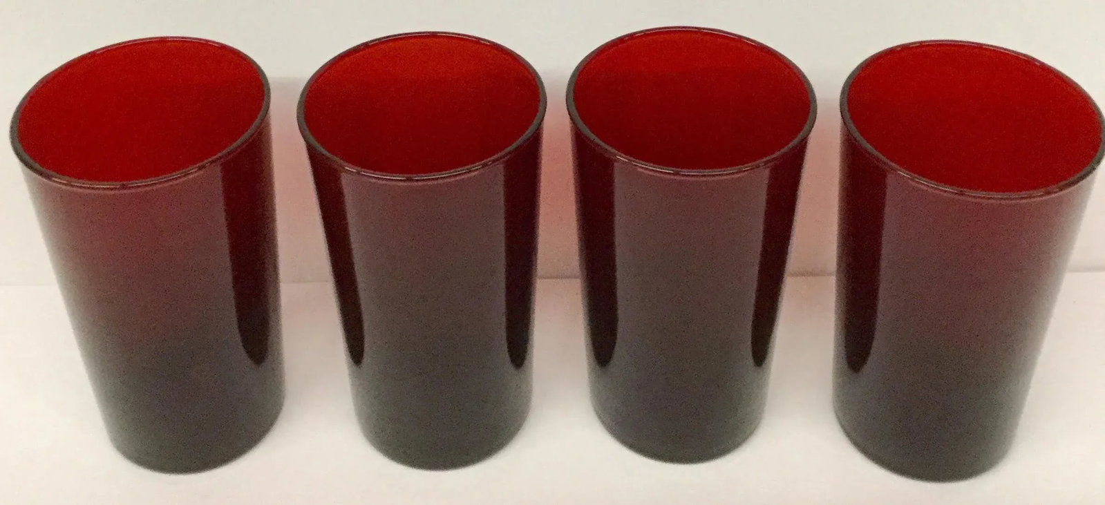 Vintage Ruby Red Signed Anchor Hocking Glasses - Set of 4 - 2
