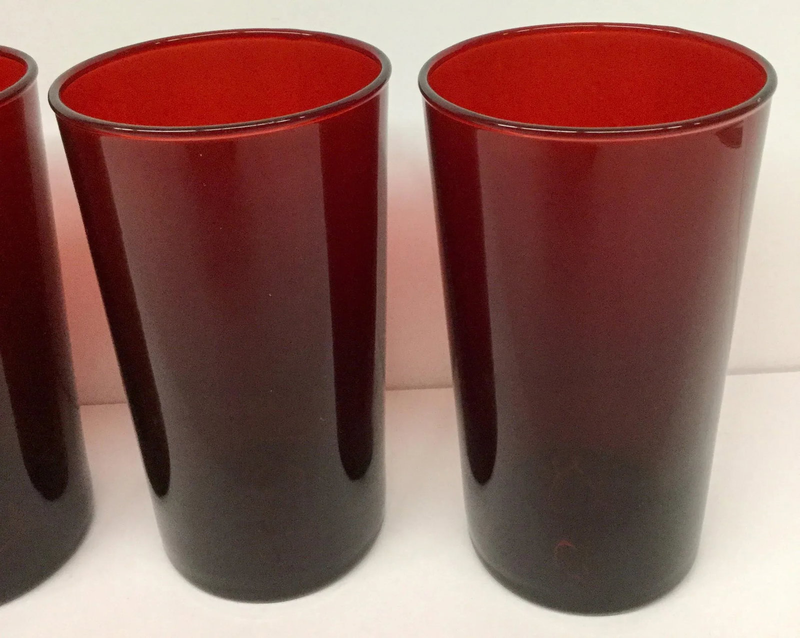 Vintage Ruby Red Signed Anchor Hocking Glasses - Set of 4 - 4