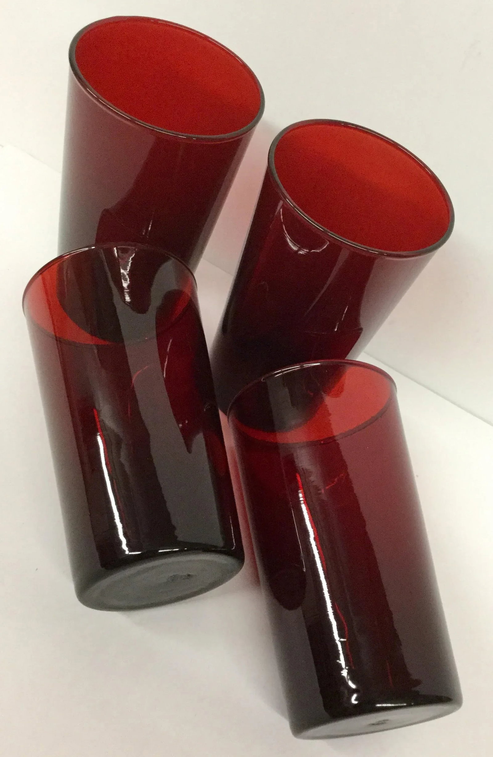 Vintage Ruby Red Signed Anchor Hocking Glasses - Set of 4 - 5