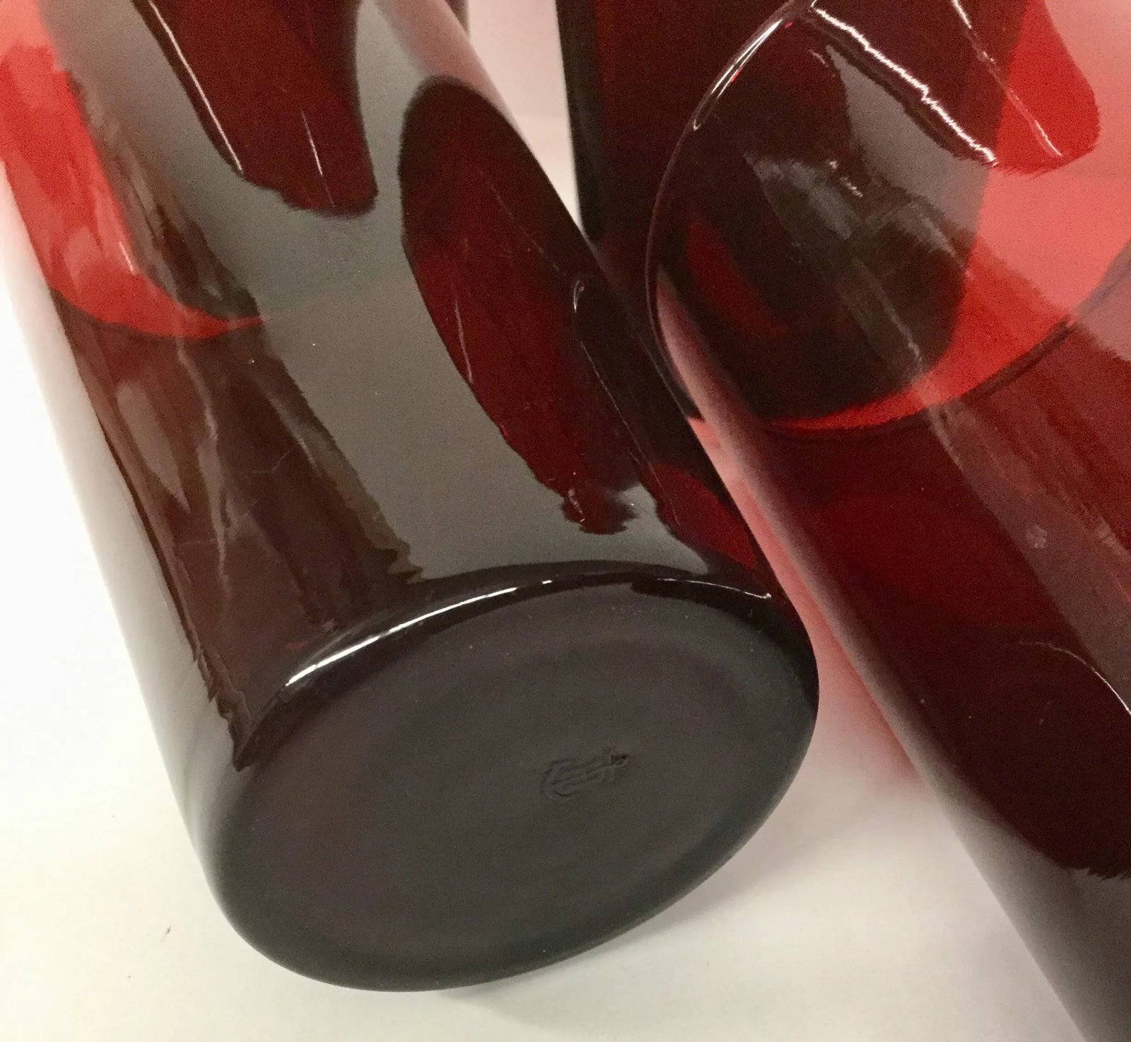 Vintage Ruby Red Signed Anchor Hocking Glasses - Set of 4 - 6