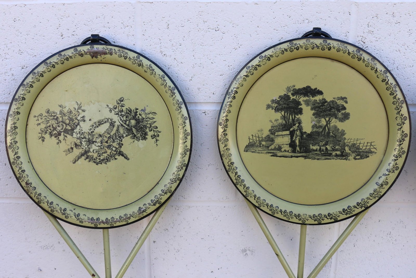 1970 Italian Empire Style Pair of Metal Folding Side Table - 4