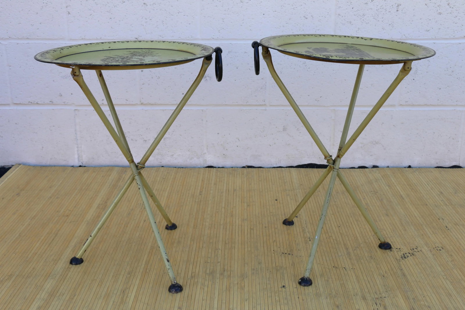 1970 Italian Empire Style Pair of Metal Folding Side Table - 7