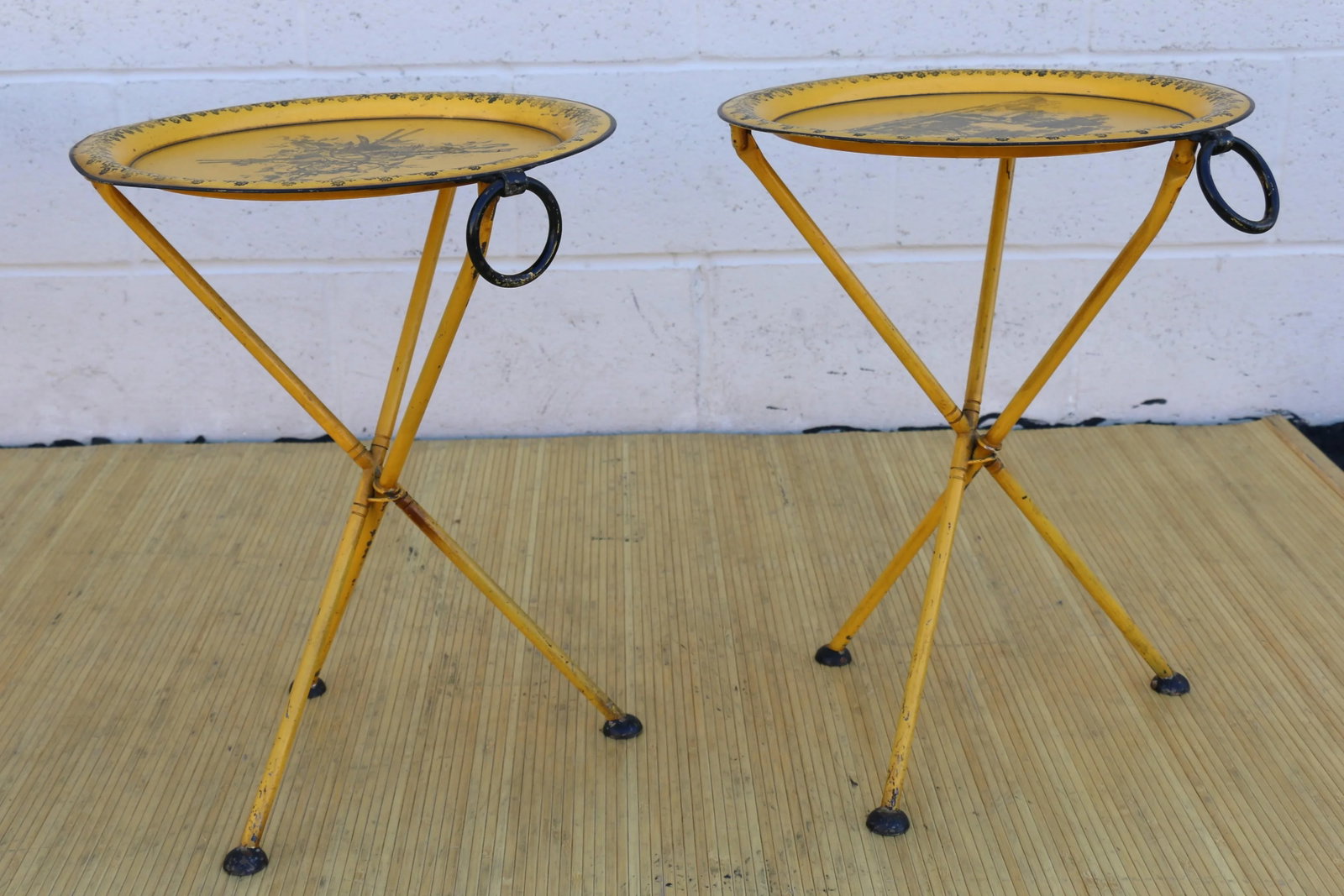 1970 Italian Empire Style Pair of Metal Folding Side Table - 8