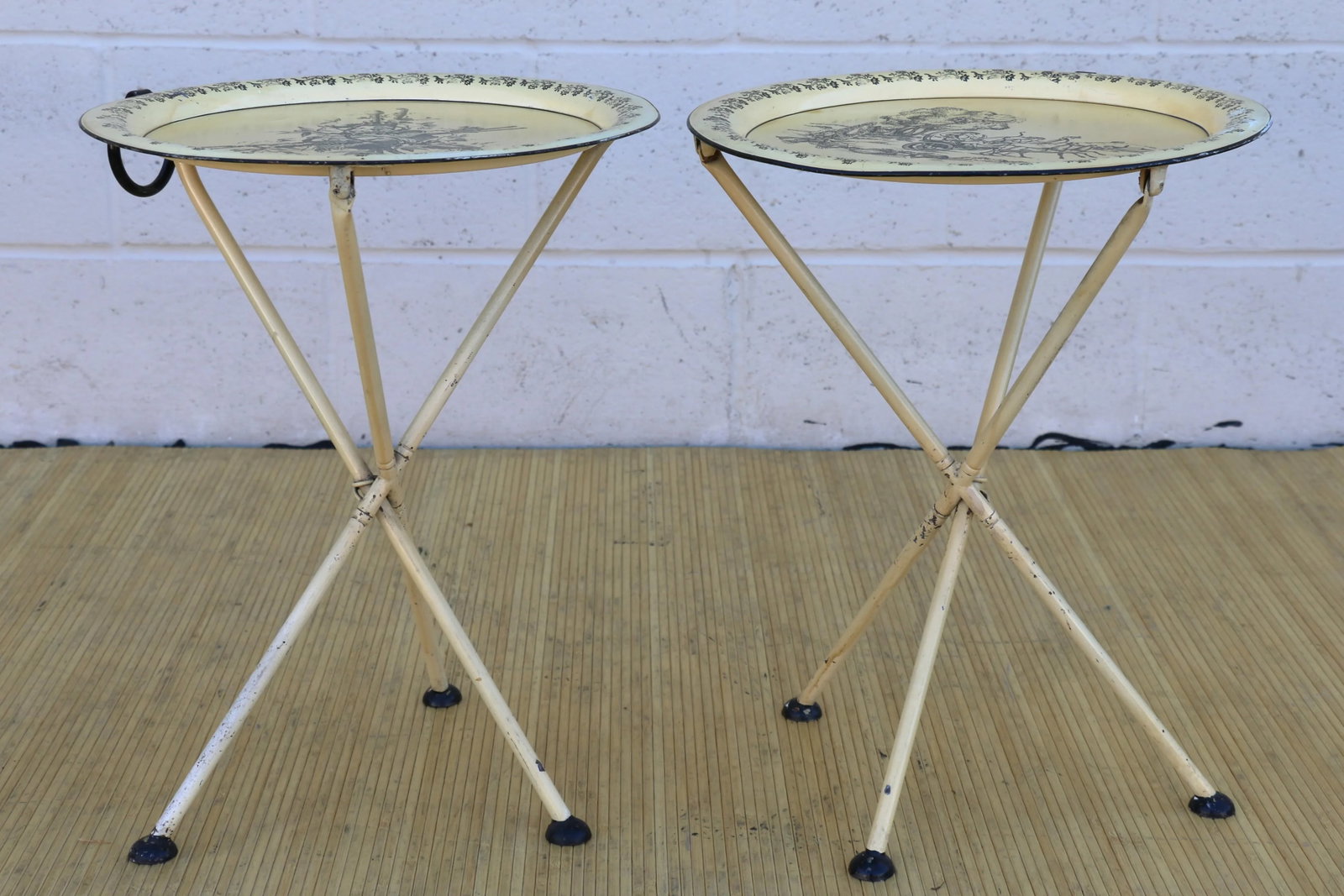 1970 Italian Empire Style Pair of Metal Folding Side Table - 9