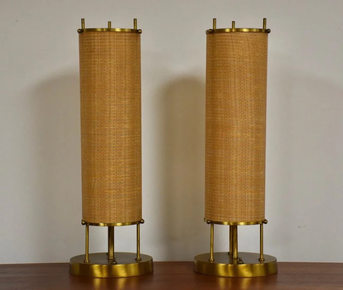 Vintage Modern Brass Table Lamps- a Pair - 9