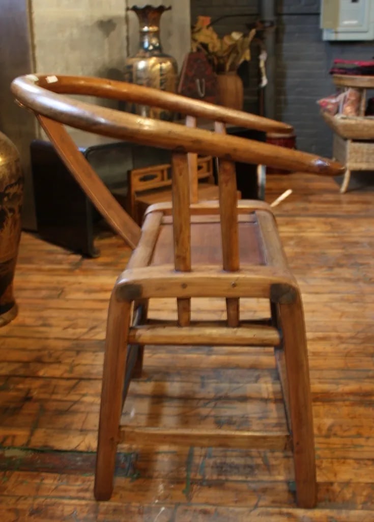 Country Style Curved Bowback Elm Armchair - 5
