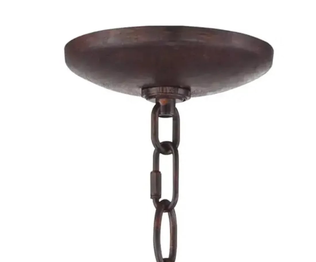 Eight Light Tole Chandelier Clear and Amber Crystal Drops - 7