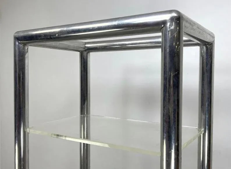 Vintage Postmodern Chrome & Lucite Shelf - 2