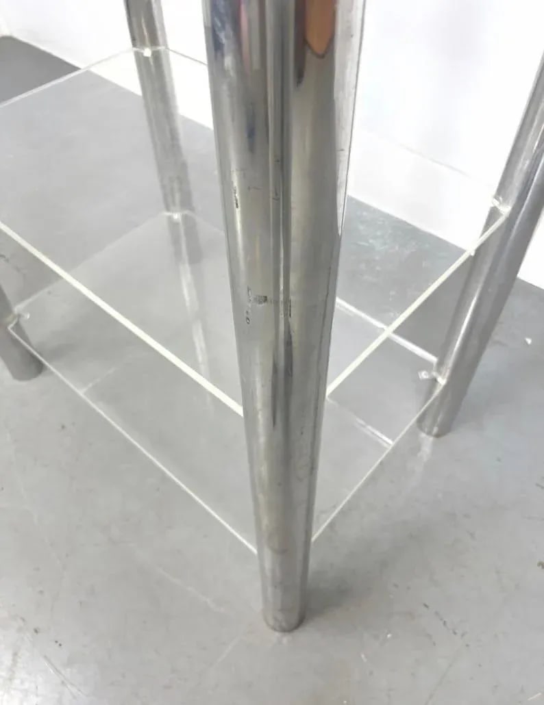 Vintage Postmodern Chrome & Lucite Shelf - 3