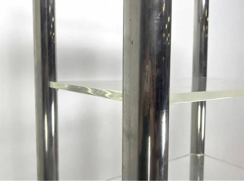 Vintage Postmodern Chrome & Lucite Shelf - 4