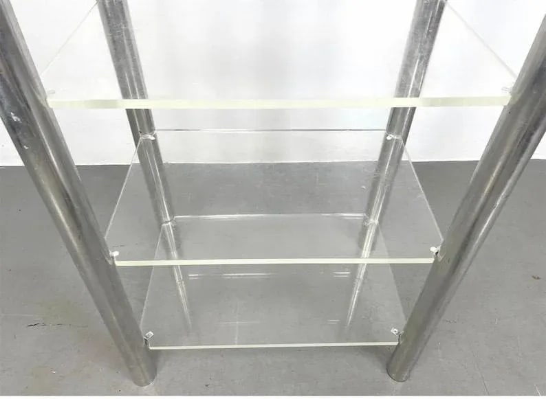 Vintage Postmodern Chrome & Lucite Shelf - 6
