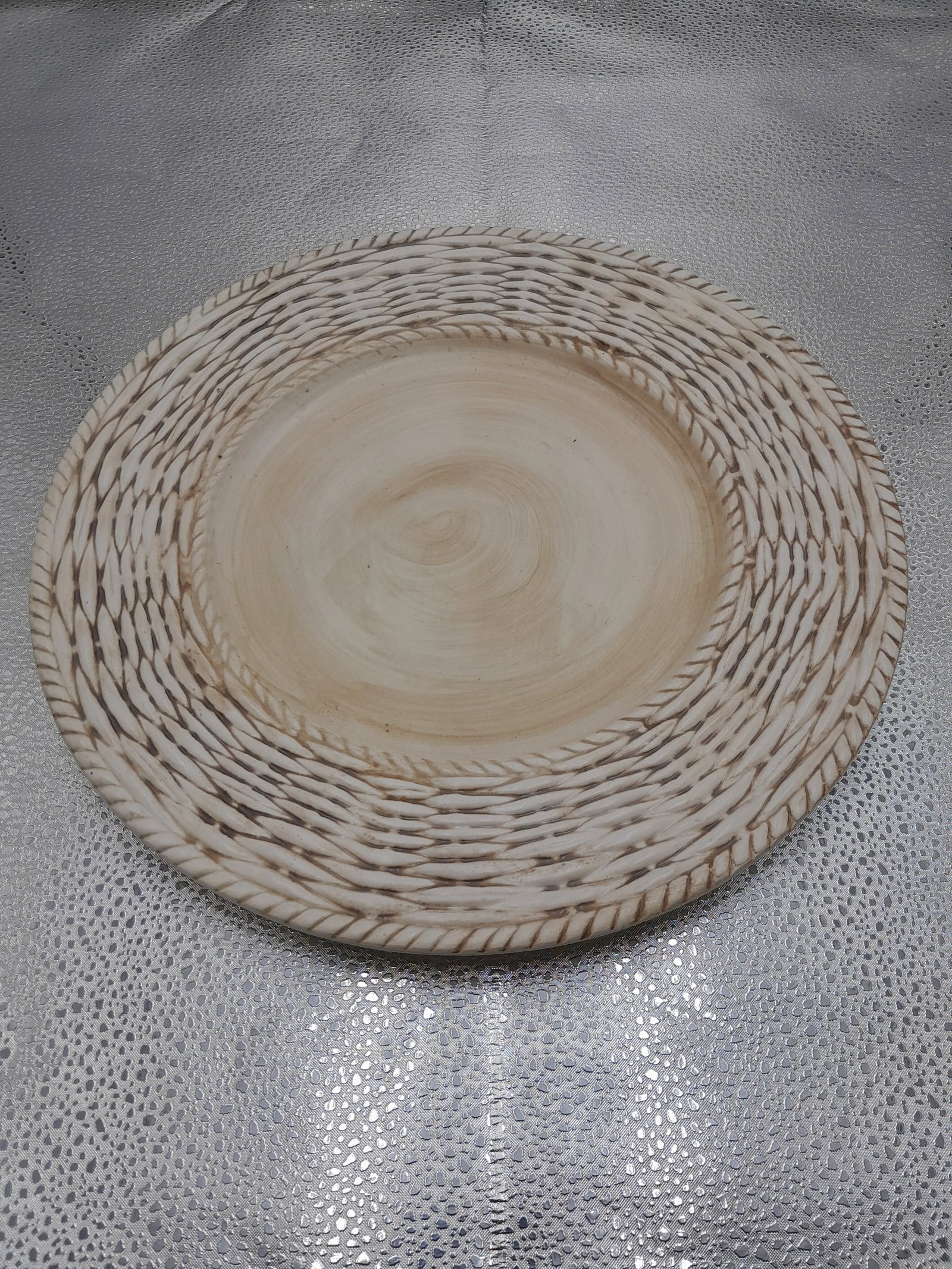 1980s Fitz and Floyd Basketweave Charger Plates- Set of 8 - 3