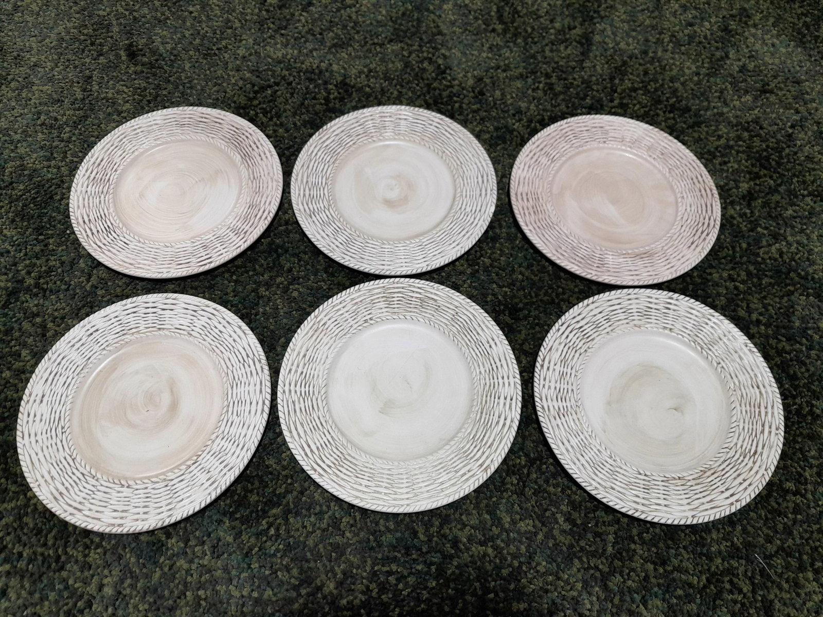 1980s Fitz and Floyd Basketweave Charger Plates- Set of 8 - 4