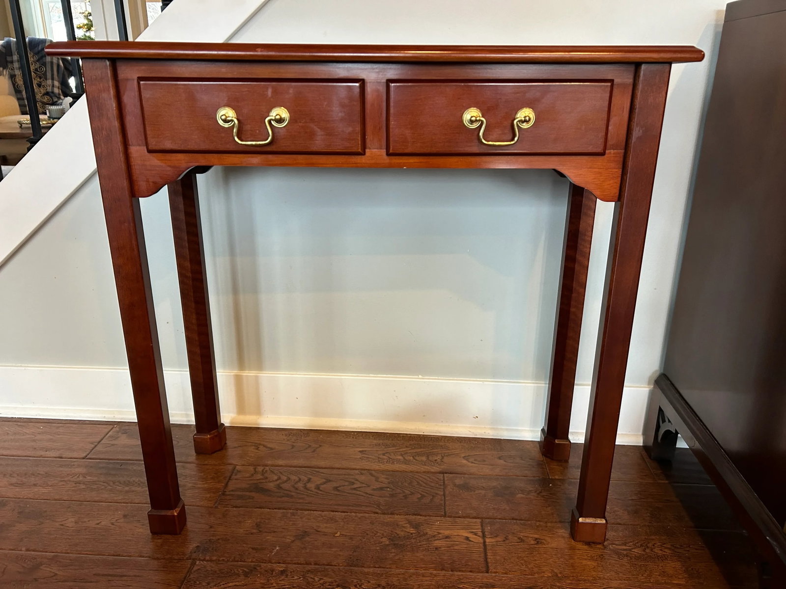 Vintage Chippendale Mahogany Two-Drawer Console Table by Bombay Company - 4