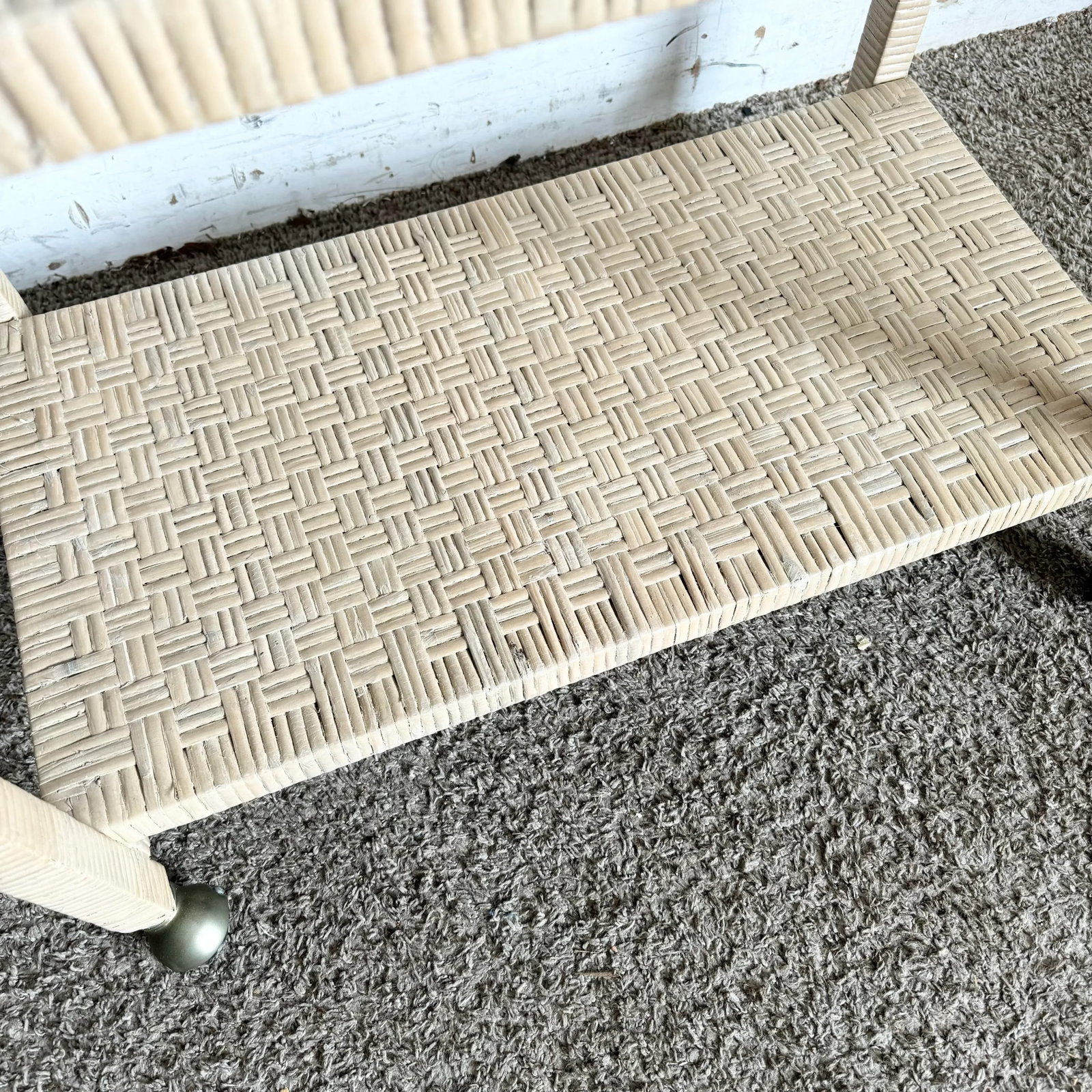 Boho Chic Blonde Woven Wicker Bar/Tea Cart - 8