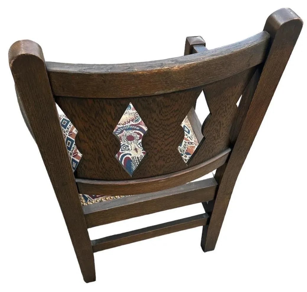 English Arts & Crafts Solid Quarter Sawn Oak Chair - Antique Late 19th Century - 4