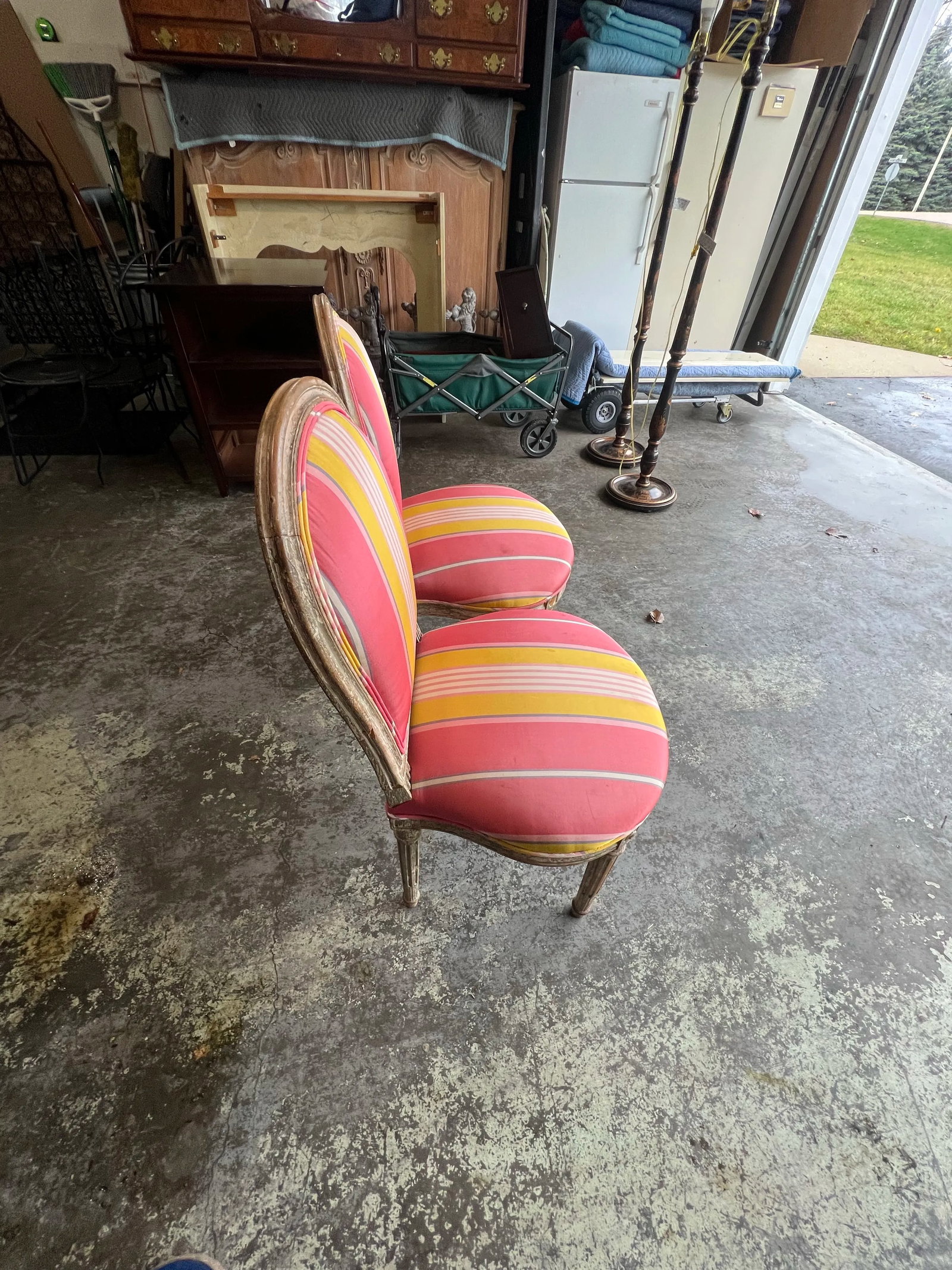 Vintage French Side Chairs With Striped Silk Upholstery - 4