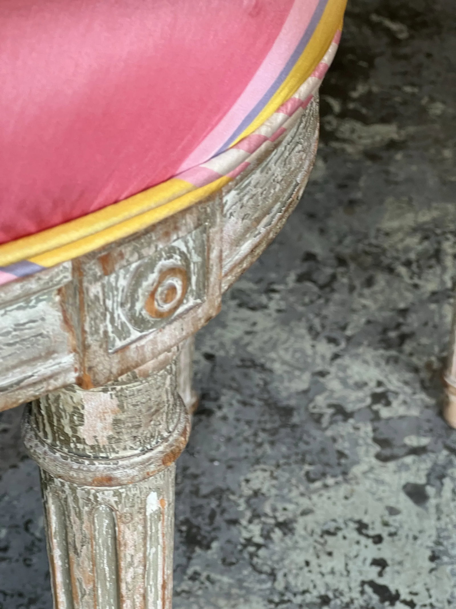 Vintage French Side Chairs With Striped Silk Upholstery - 5