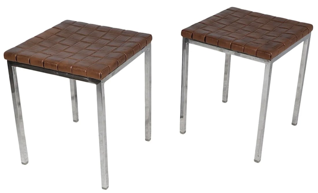 Pr. Mid Century Stools Designed by Voitto Haapalainen for Asko Made in Finland C 1960's - 7