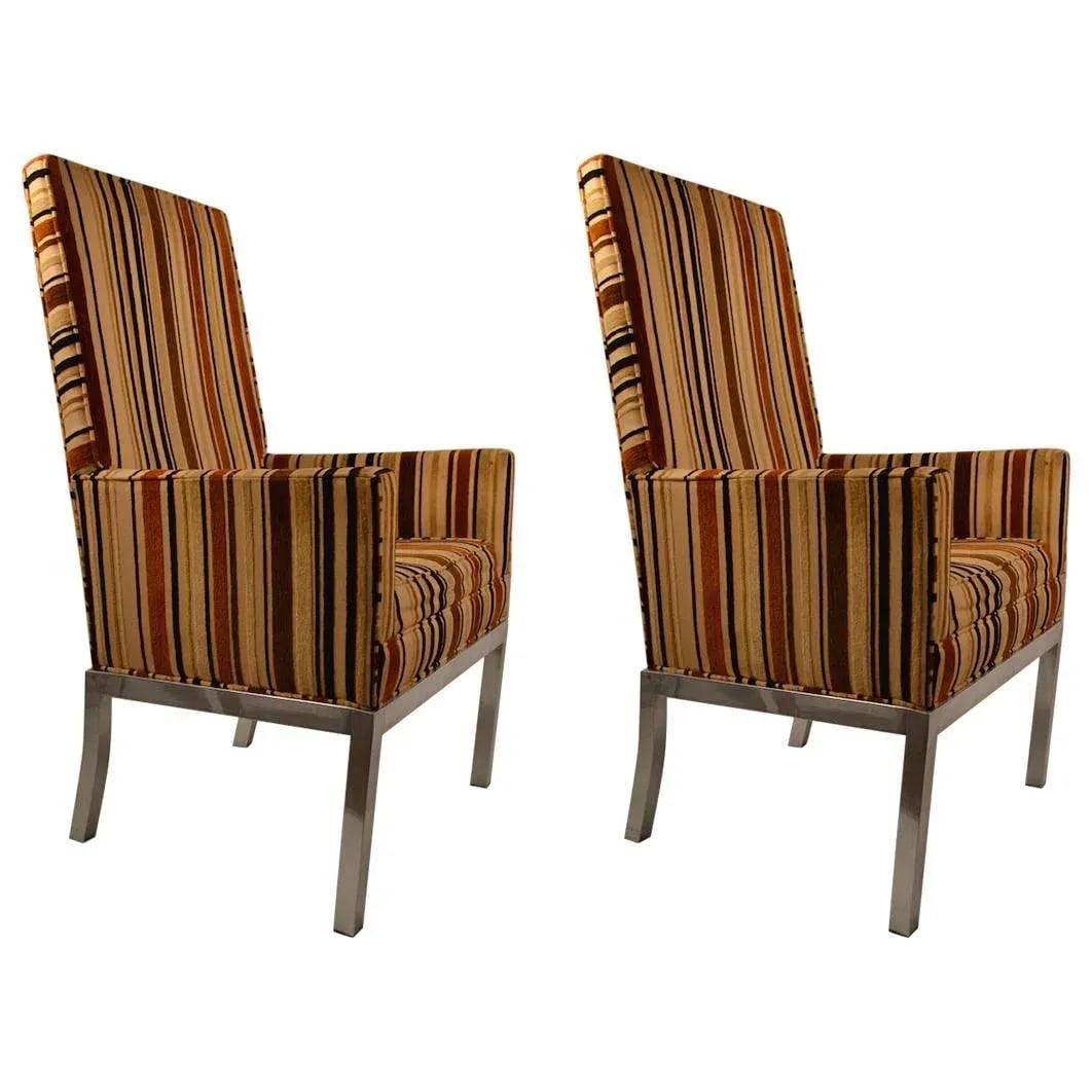 High Back Aluminum Base Chairs - a Pair - 7