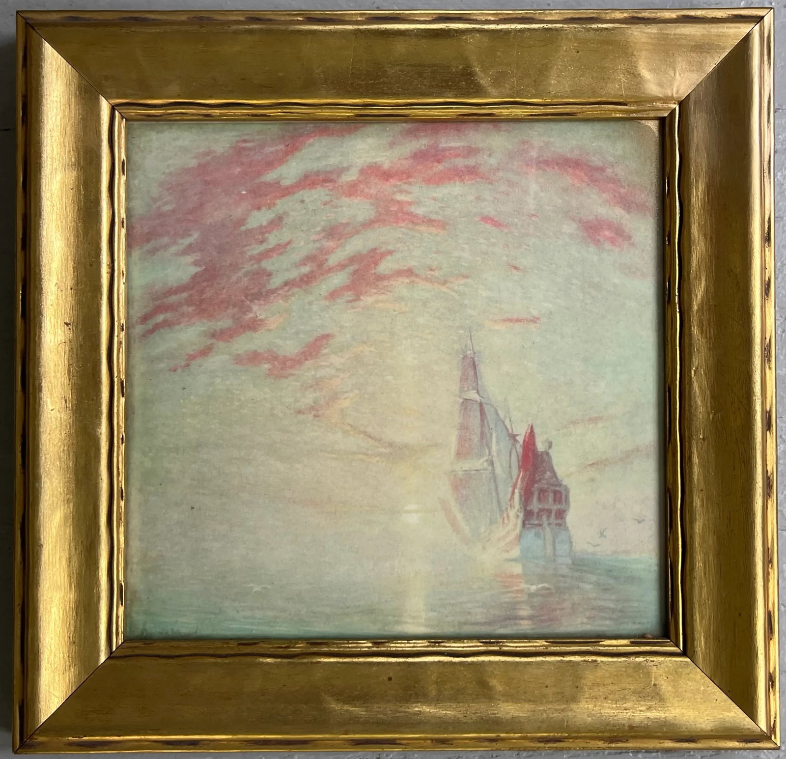 Cory Kilvert (American 1879 - 1946) Nautical Framed Print of a Ship at Sea From His Painting "Into t - 3