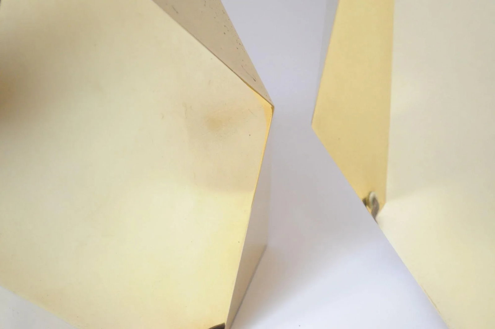 Pair of Vintage Faceted Geometric Solid Brass Table Lamps - 10