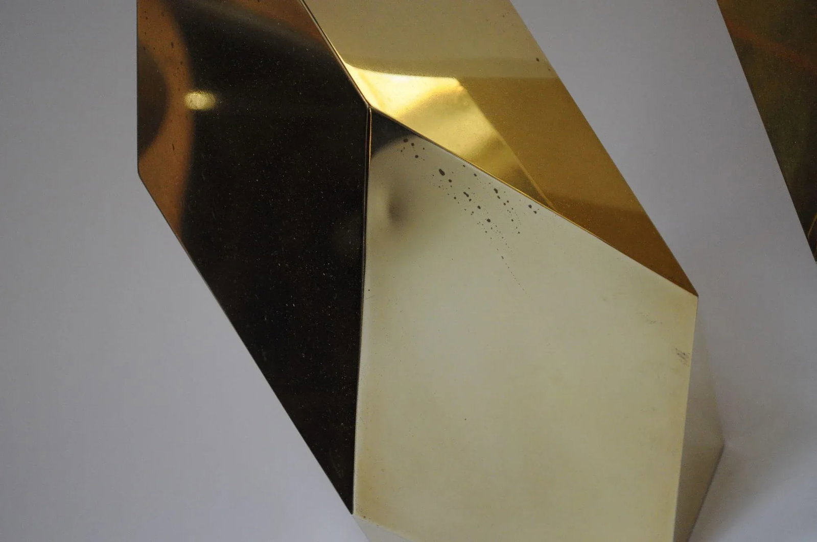 Pair of Vintage Faceted Geometric Solid Brass Table Lamps - 12