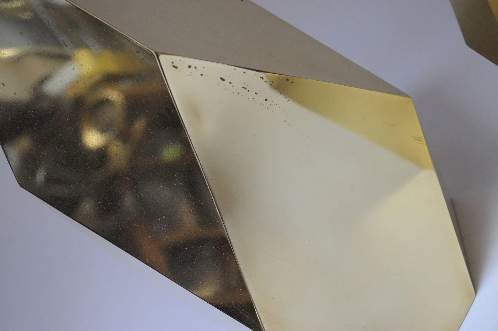Pair of Vintage Faceted Geometric Solid Brass Table Lamps - 9