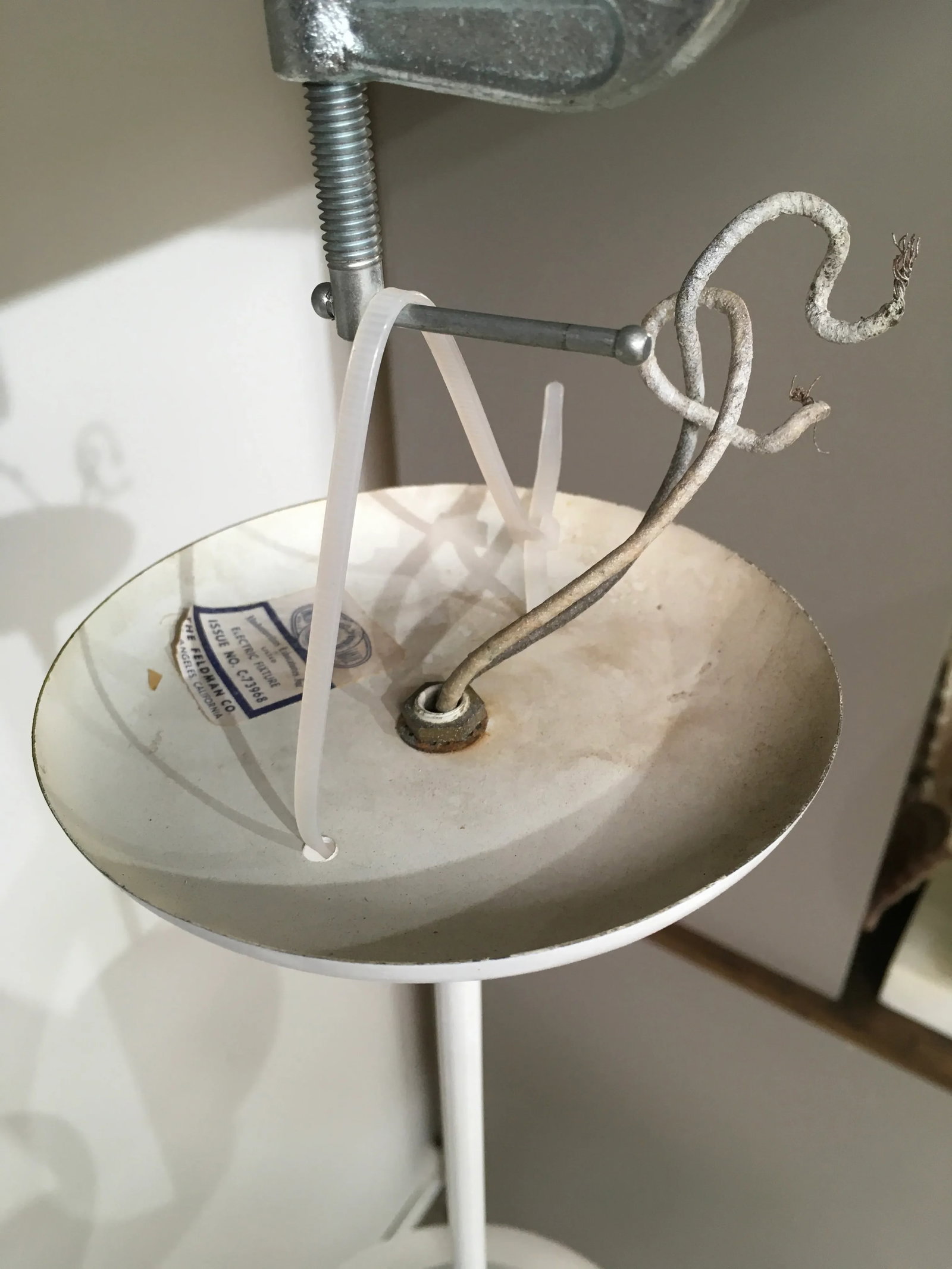 Pair of Mid-Century Modern Feldman Globe Pendant Lights, Los Angeles, Refinished White & Milk Glass - 6