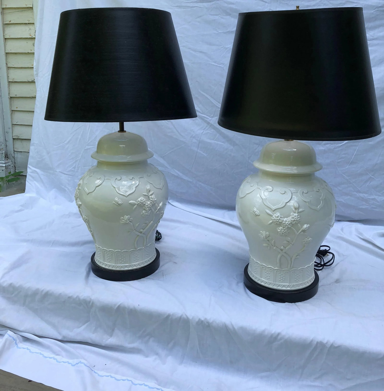Blanc De Chine Baluster-Form Jars Mounted as Table Lamps - a Pair - 3